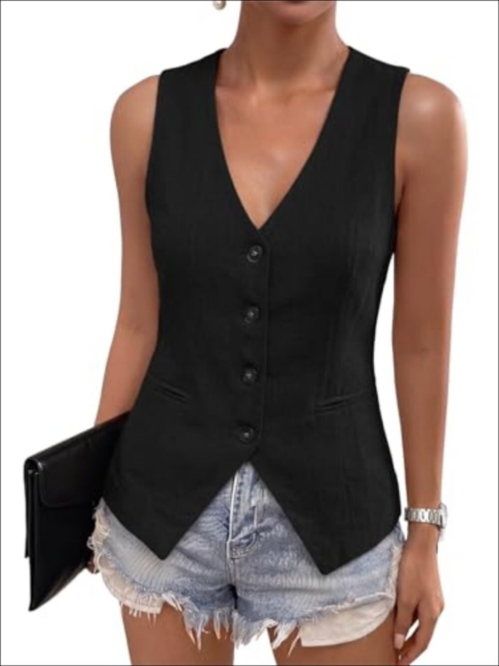 Suit Vest Dressy Casual Button-Down Lined Sleeveless Slim Fit Waistcoat